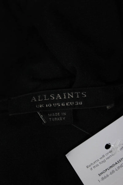 Allsaints Women's Scoop Neck Sleeveless Stretch Tamie Tank Top Black Size 6