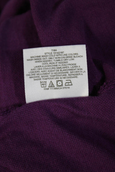 Tory Burch Women's Cotton Short Sleeve Mock Neck Ruffle Polo Shirt Purple Size S