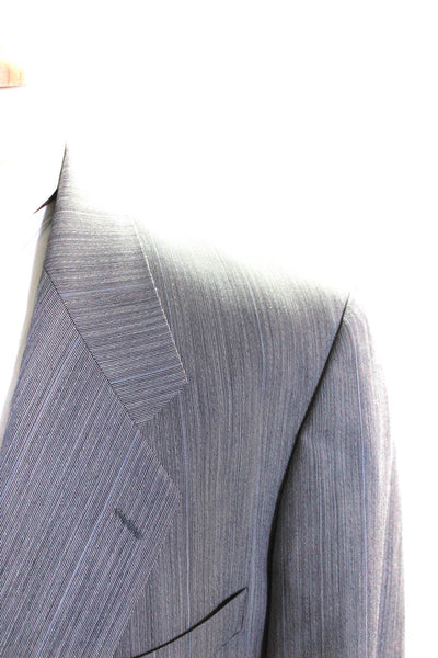 Yves Saint Laurent Mens Vintage Stripe Two Button Blazer Jacket Gray Size 46