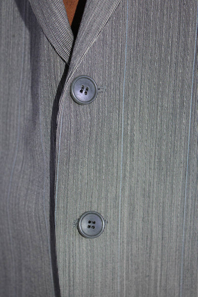 Yves Saint Laurent Mens Vintage Stripe Two Button Blazer Jacket Gray Size 46
