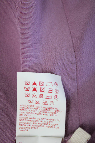 Marni Women's Silk Short Sleeve Ruffle Trim Low Back Blouse Pink Size 40