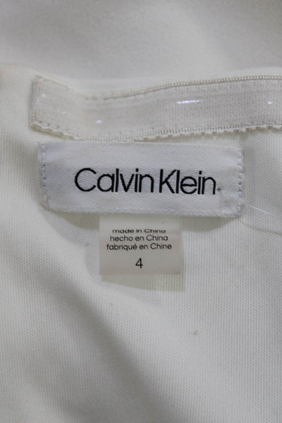 Calvin Klein Women's Off Shoulder Flounce Sleeve Sheath Dress White Size 4