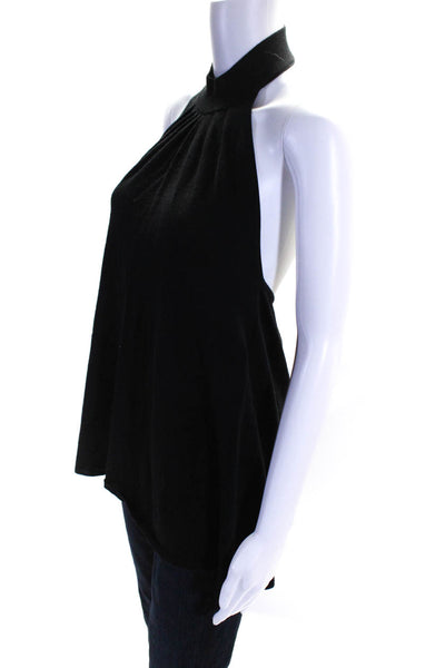 Barneys New York Womens Open Back Halter Knit Blouse Top Black Size Medium