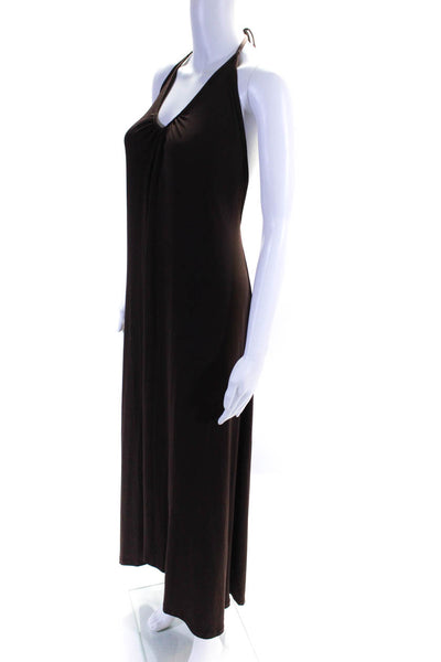Josa Tulum Womens Open Back V Neck Halter Full Length Dress Brown Size Small