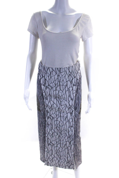 Jonathan Simkhai Womens Double Button Front Slit Pencil Skirt Gray White Size 4