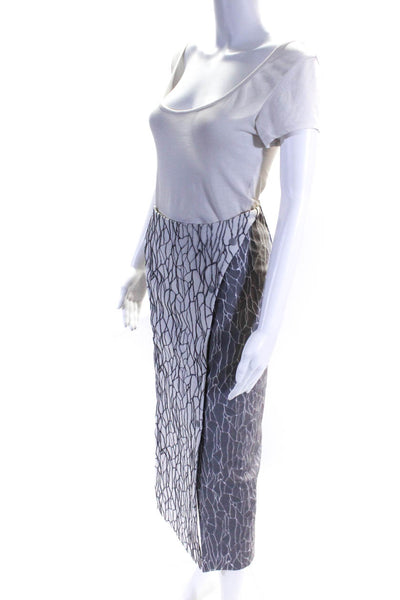 Jonathan Simkhai Womens Double Button Front Slit Pencil Skirt Gray White Size 4