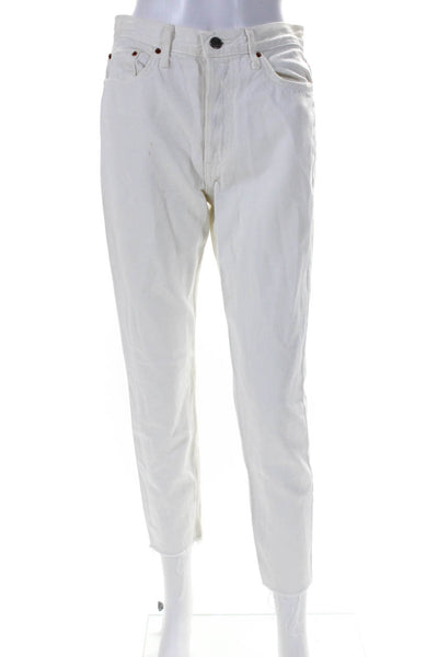Grlfrnd Women's High Waist Button Fly Skinny Pant White Size 28