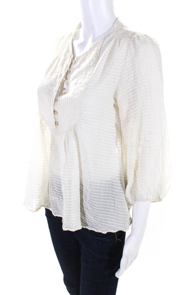 Etoile Isabel Marant Women's 3/4 Sleeve Button Down Blouse Ivory Size 1