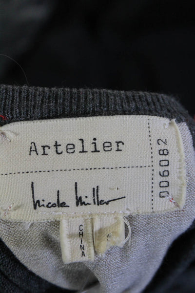 Artelier Nicole Miller Womens Patchwork Colorblock Zipped Midi Dress Gray Size S
