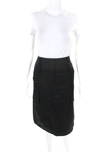 KaufmanFranco Womens Cotton Buttoned Pleated Darted Pencil Skirt Black Size 8