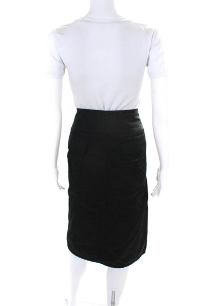 KaufmanFranco Womens Cotton Buttoned Pleated Darted Pencil Skirt Black Size 8