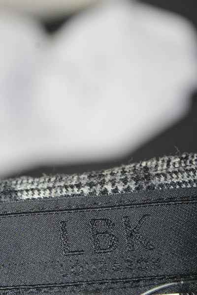 LBK Lourarok Womens Silk Animal Print Striped Back Zipped Midi Skirt Gray Size 8