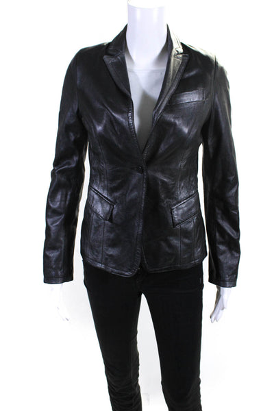S.W.O.R.D Women's Long Sleeve Leather Mid-Length Open Jacket Black Size S