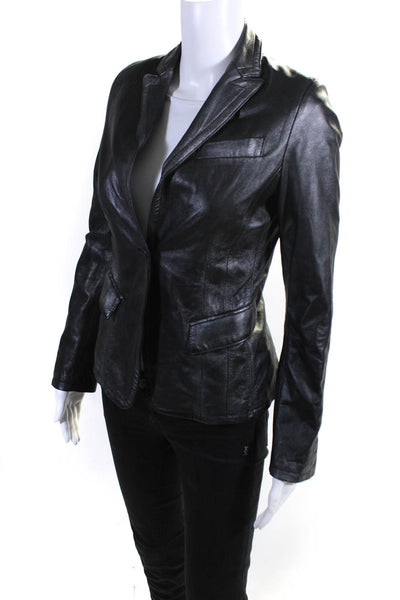 S.W.O.R.D Women's Long Sleeve Leather Mid-Length Open Jacket Black Size S