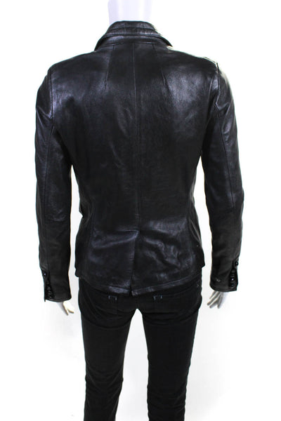 S.W.O.R.D Women's Long Sleeve Leather Mid-Length Open Jacket Black Size S