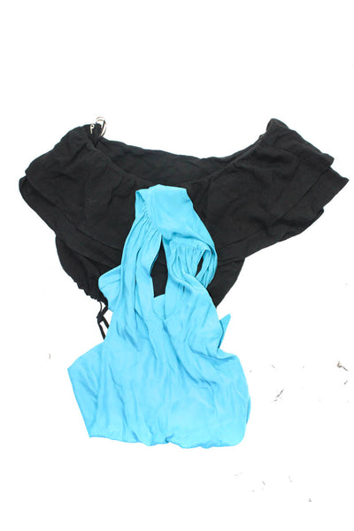 Emerson Thorpe Women's Silk Sleeveless Halter Tie Tank Top Blouse Blue XS Lot 2