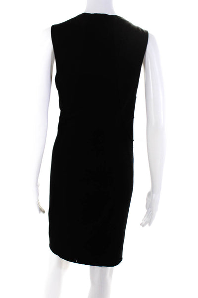 Helmut Lang Womens Ruched Sleeveless Dress Black Wool Size 2