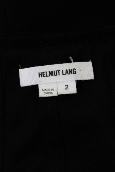 Helmut Lang Womens Ruched Sleeveless Dress Black Wool Size 2