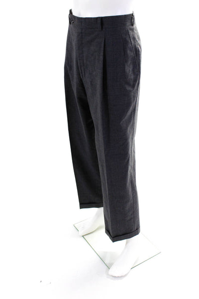 Burberrys Mens Pleated Front Dress Pants Gray Wool Size 38