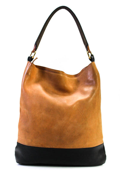 Celine Womens Leather Gold Tone Shoulder Handbag Beige Black