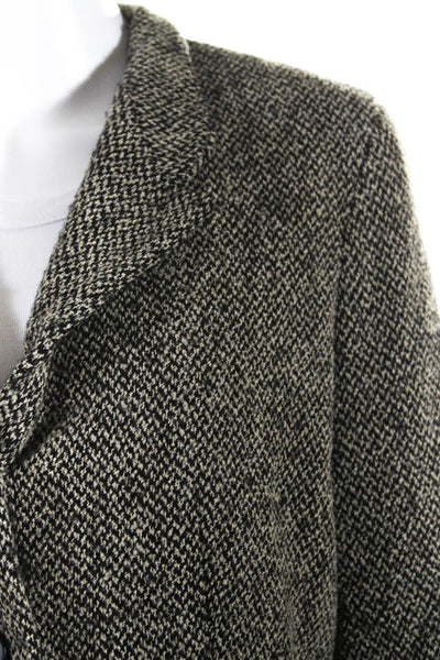 Max Mara Womens Wool Tweed Five Button Short Blazer Jacket Black Ivory Size 12