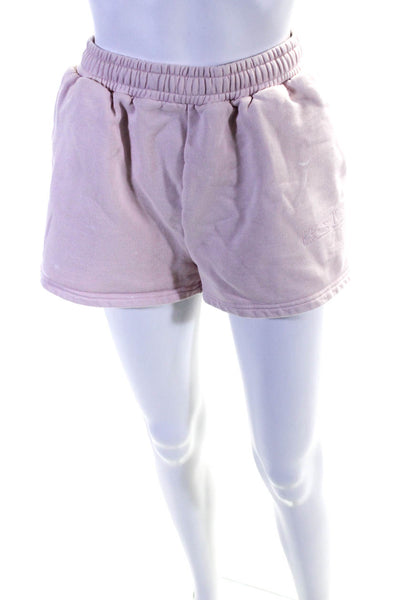 Ksubi Women's Cotton Low Rise Ruched Sweat Shorts Pink Size L