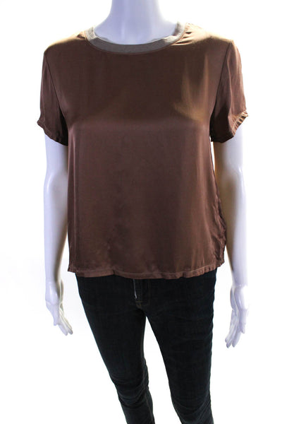 Nation LTD Womens Short Sleeves Blouse Brown Size Extra Small