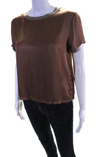 Nation LTD Womens Short Sleeves Blouse Brown Size Extra Small