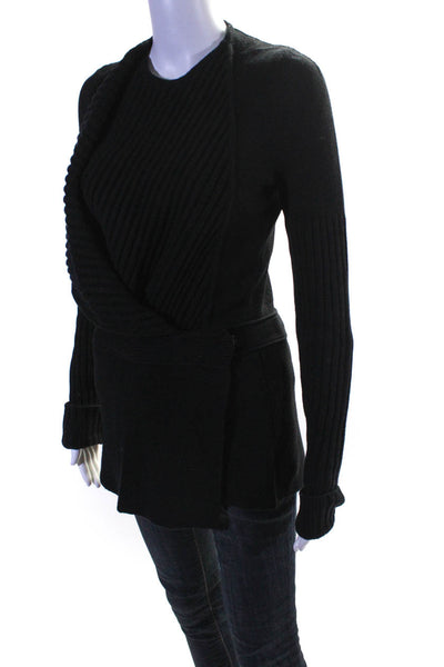 Givenchy Womens Long Sleeves Wrap Sweater Black Wool Size Small