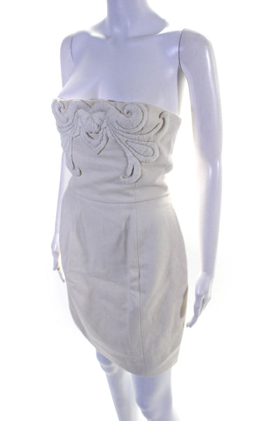 Stella McCartney Womens Strapless Embroidered Dress White Wool Size EUR 40
