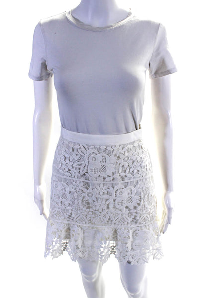 Self Portrait Womens Crochet A Line Skirt White Size 4