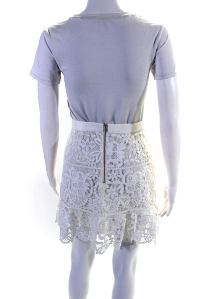 Self Portrait Womens Crochet A Line Skirt White Size 4
