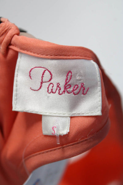 Parker Womens Silk Back Zipped Sleeveless Ruffled Tank Top Blouse Pink Size S