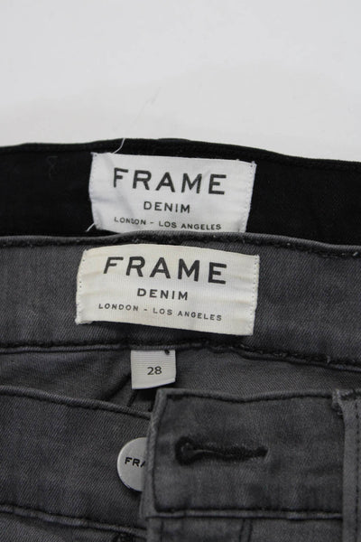 Frame Womens Cotton Distress Buttoned Color Skinny Leg Jeans Black Size 28 Lot 2