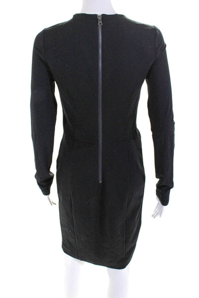 Chris Gramer Women's Long Sleeve V-Neck Gathered Dress Black Size 1