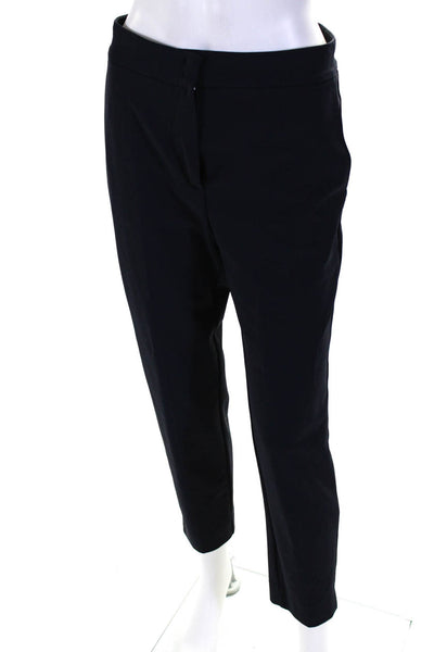 Max Mara Womens Mid-Rise Pleated Front Straight Leg Dress Pants Navy Blue Size 8