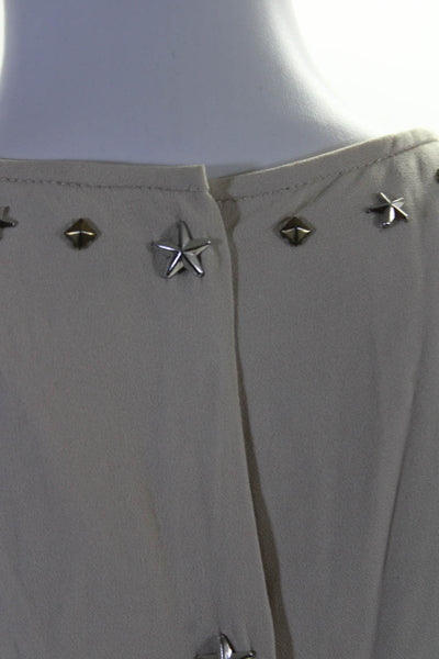 Isabel Marant Womens Stars Studded Long Sleeve Shirt Dress Beige Size EUR 38