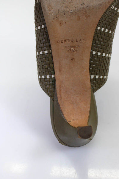 Derek Lam Women's Round Toe Ankle Strap Mid Heel Sandals Green Size 41