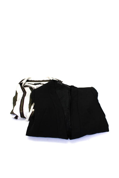 Zara Womens Striped Button Down Shirt Open Front Blazer White Black Size S Lot 2