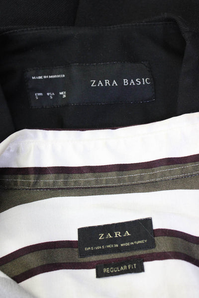 Zara Womens Striped Button Down Shirt Open Front Blazer White Black Size S Lot 2