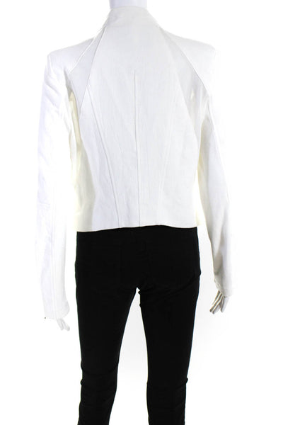 Blank NYC Women's Long Sleeve Hip Length Asymmetric Zip Jacket White Size M