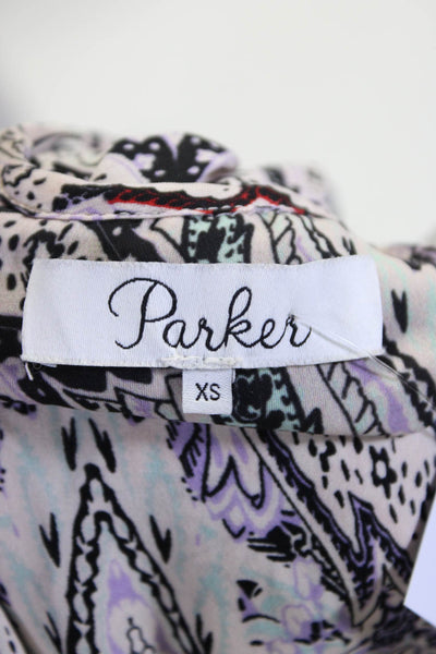 Parker Women's Halter Smocked Waist Hi-Lo Hem Mini Dress Floral Size XS