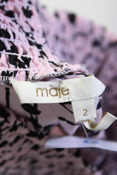 Maje Women's Smocked Waist Flare Maxi Skirt Pink Size 2