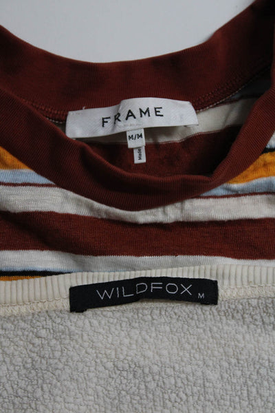 Wildfox Women's Crew Neck Long Sleeve Graphic Pullover Sweatshirt Beige M Lot 2