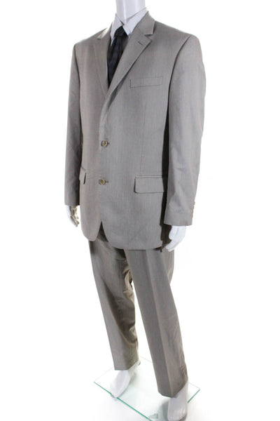 Michael Kors Mens Pinstripe Print Two Button Blazer Pants Suit Gray Size 43L