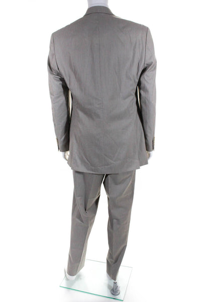 Michael Kors Mens Pinstripe Print Two Button Blazer Pants Suit Gray Size 43L