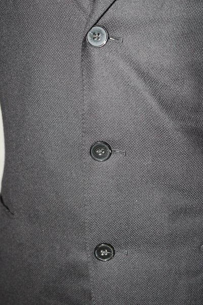 Ermenegildo Zegna Mens Black Wool Three Button Long Sleeve Blazer Size 48R