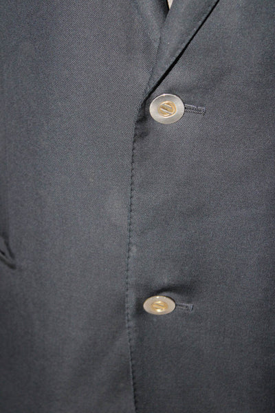 Ermenegildo Zegna Mens Dark Navy Two Button Long Sleeve Blazer Jacket Size 42