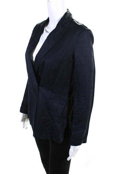Theory Womens Dark Navy Two Button Long Sleeve Blazer Jacket Size 4