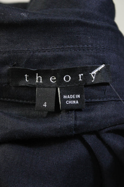Theory Womens Dark Navy Two Button Long Sleeve Blazer Jacket Size 4